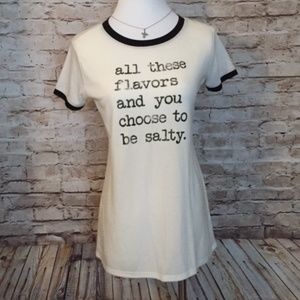 2/$10 Funny cream and black ringer tshirt